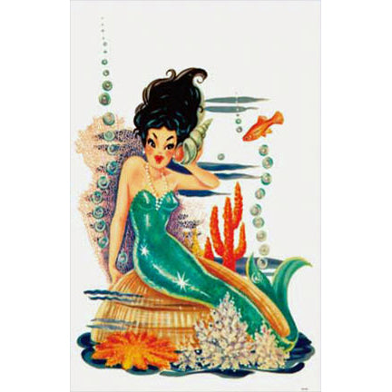 Poster - 50s Brunette Mermaid