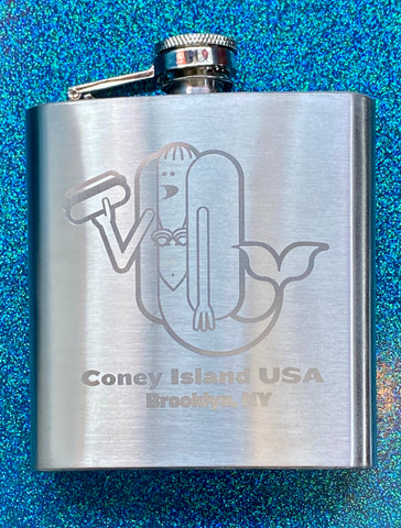 Flask - Coney Island USA Logos 6oz